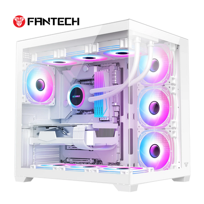 Fantech cg85 lumina mid tower gaming case - white desktop computer & server