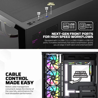 Fantech cg85 lumina mid tower gaming case - white desktop computer & server