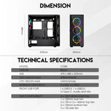 Hexa xl cg82 full tower case with free 4 pcs frgb fan