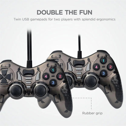 Twin dual shock usb wired gamepad joystick