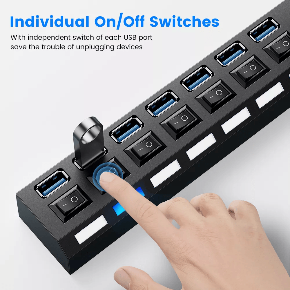 Usb 3.0 hub multi usb splitter 7 port with switch for pc home - Fun Touch