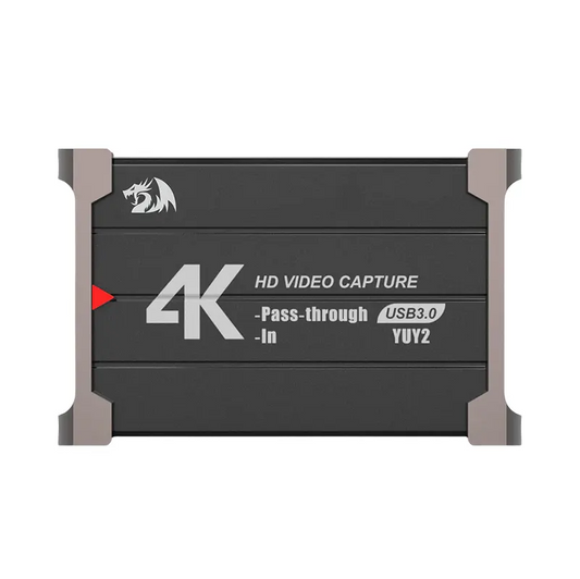 بطاقة التقاط الفيديو Redragon vc321 4k، التقاط فيديو USB 3.0 1080p 60fps، ممر HDMI 4k، بث بزمن انتقال صفري، متوافق مع ويندوز/ماك، التقاط الألعاب لأجهزة ps5 و xbox و ns و dslr و obs