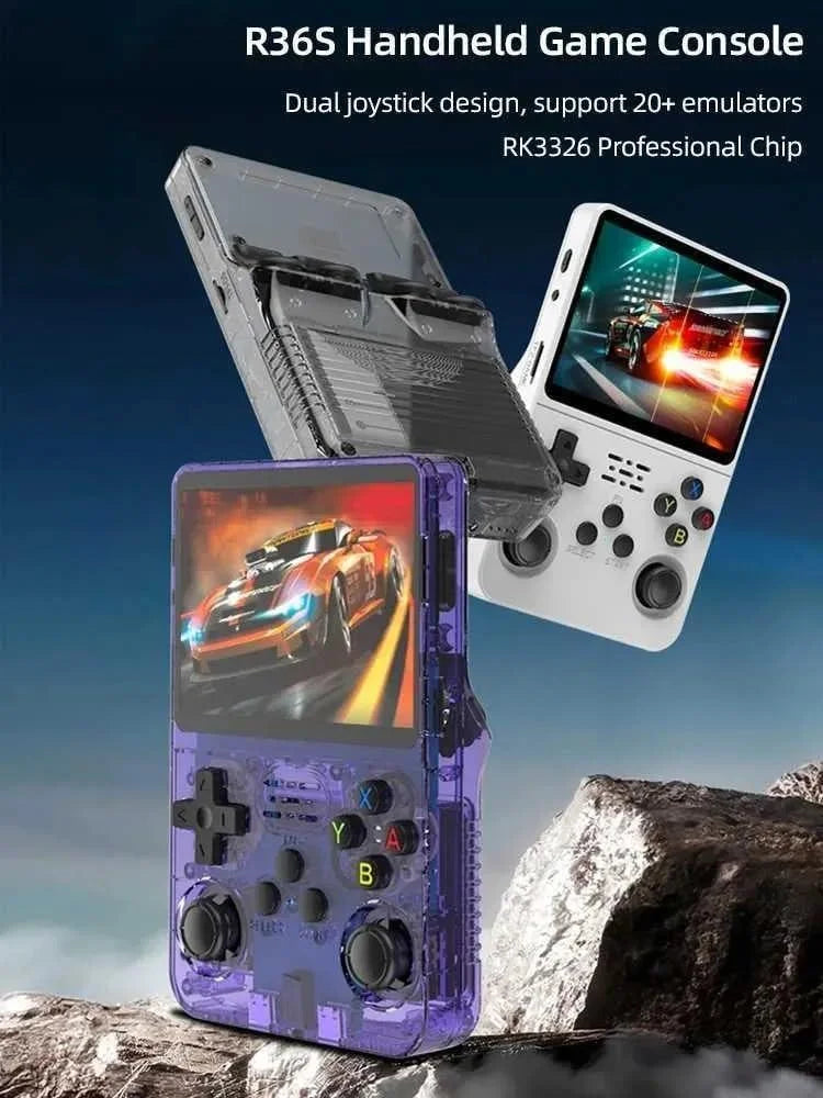 R36s handheld game console 3.5 inch ips screen retro gaming console 64g card