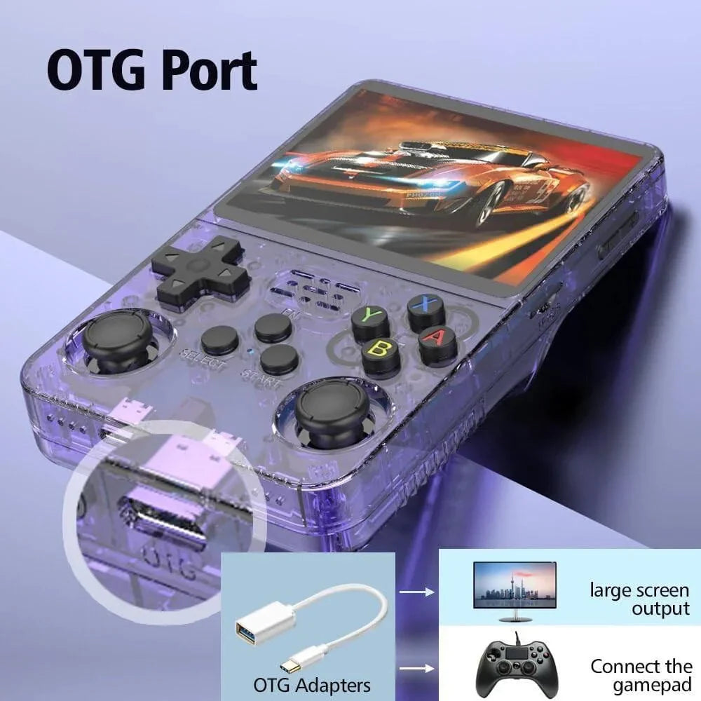 R36s handheld game console 3.5 inch ips screen retro gaming console 64g card