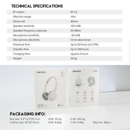Fantech go air wireless headphone wh02