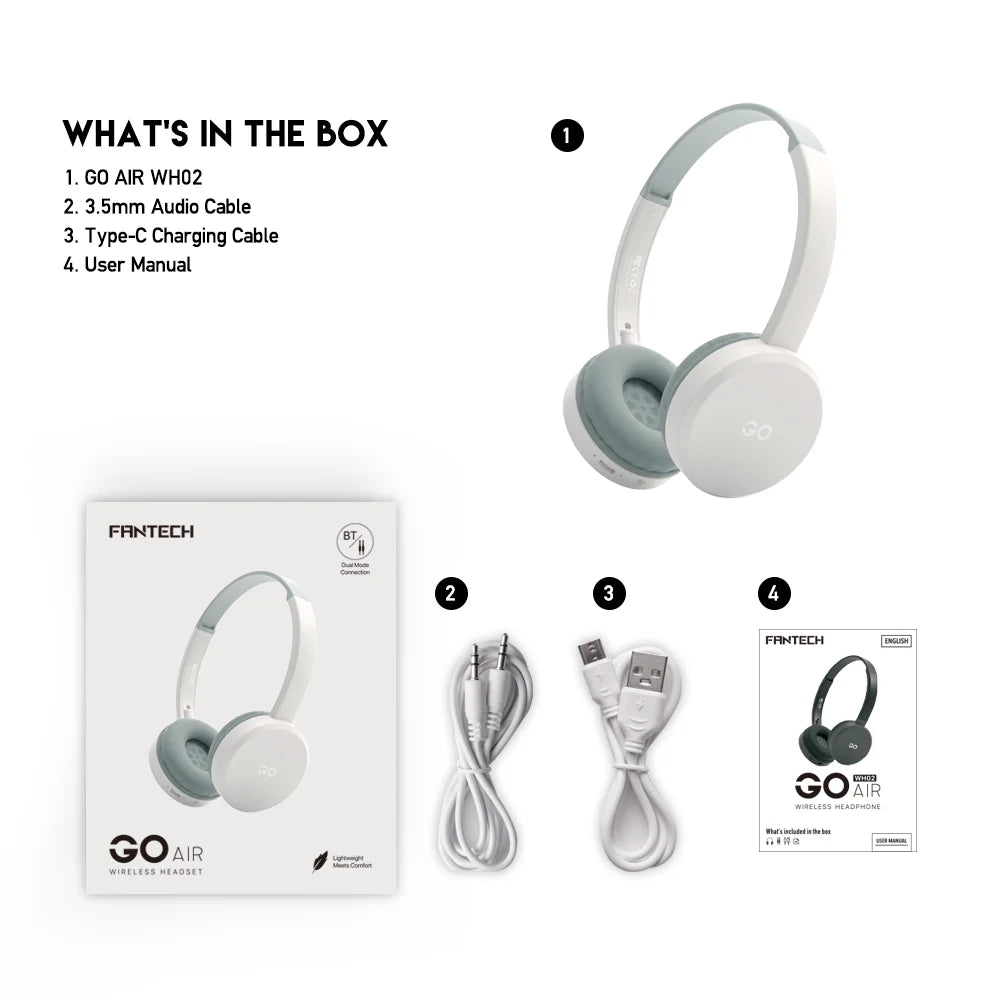 Fantech go air wireless headphone wh02