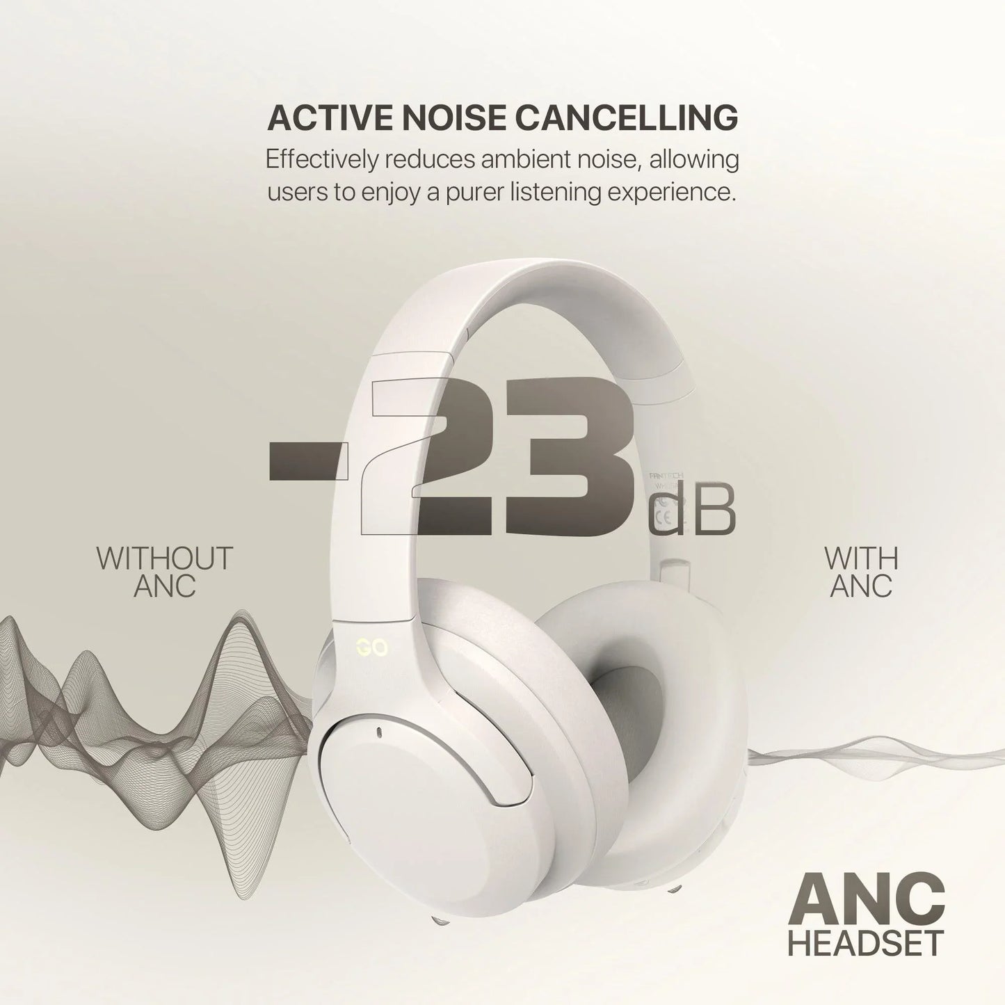 Fantech wh05a go vibe anc wireless headset baige headsets