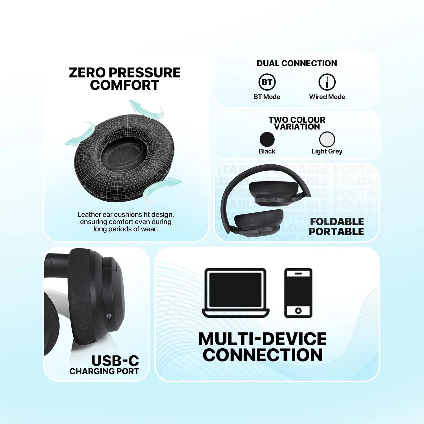 Fantech wh05a go vibe anc wireless headset black headsets