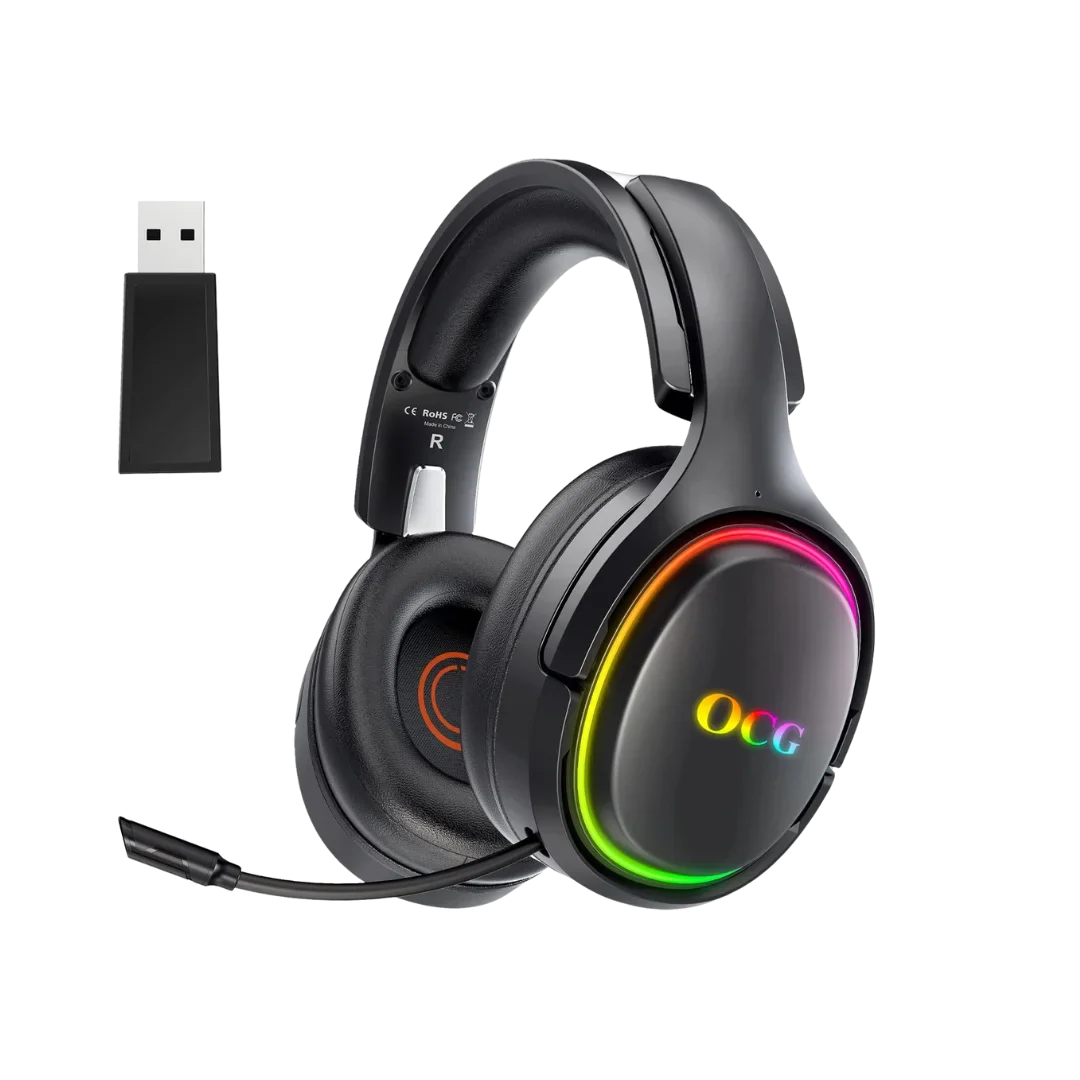 Ocg gaming headset 2.4ghz bluetooth wireless gaming headphones for ps5 ps4 pc