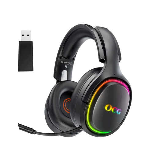 Ocg gaming headset 2.4ghz bluetooth wireless gaming headphones for ps5 ps4 pc