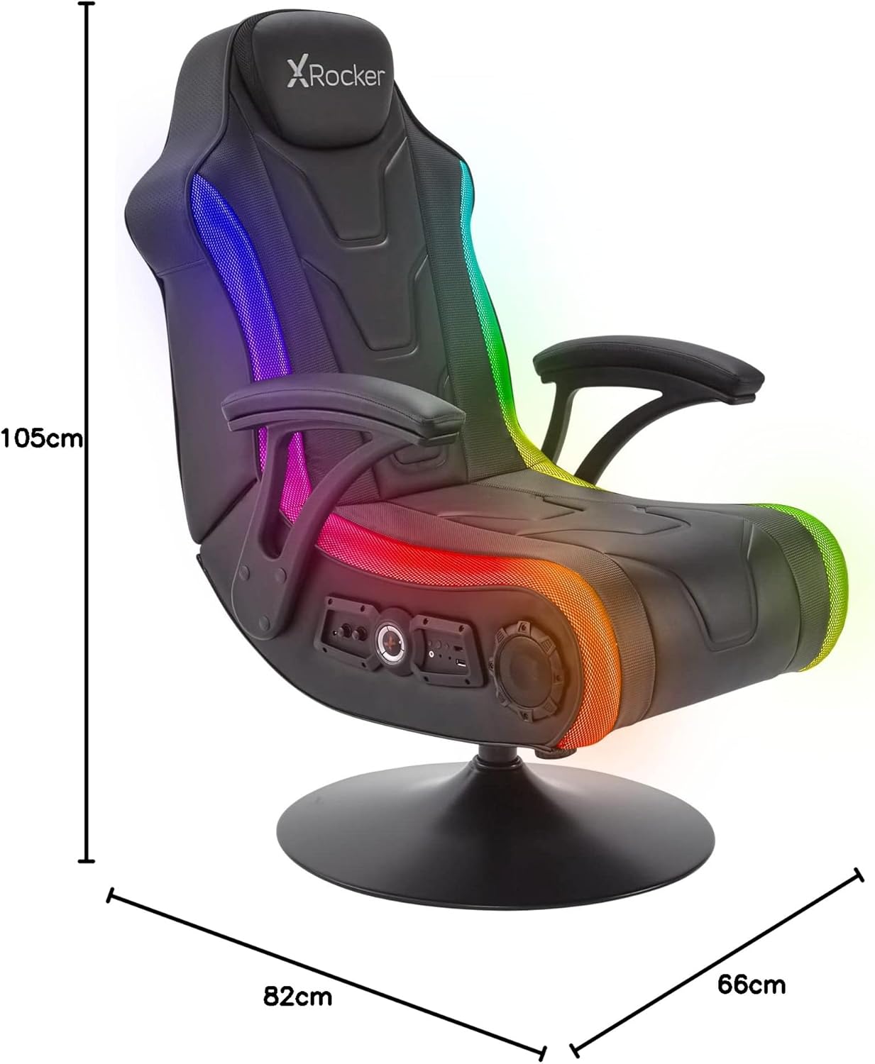 X rocker monsoon rgb 4.1 stereo audio gaming chair with vibrant led lighting