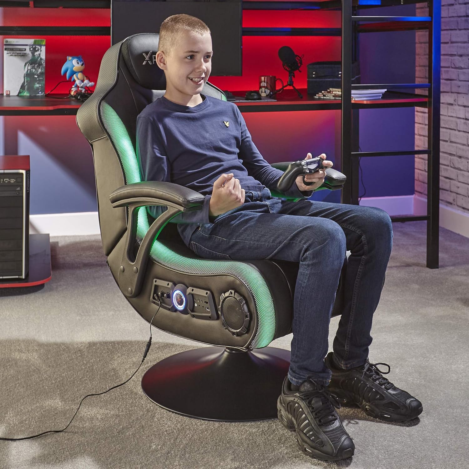 X rocker monsoon rgb 4.1 stereo audio gaming chair with vibrant led lighting