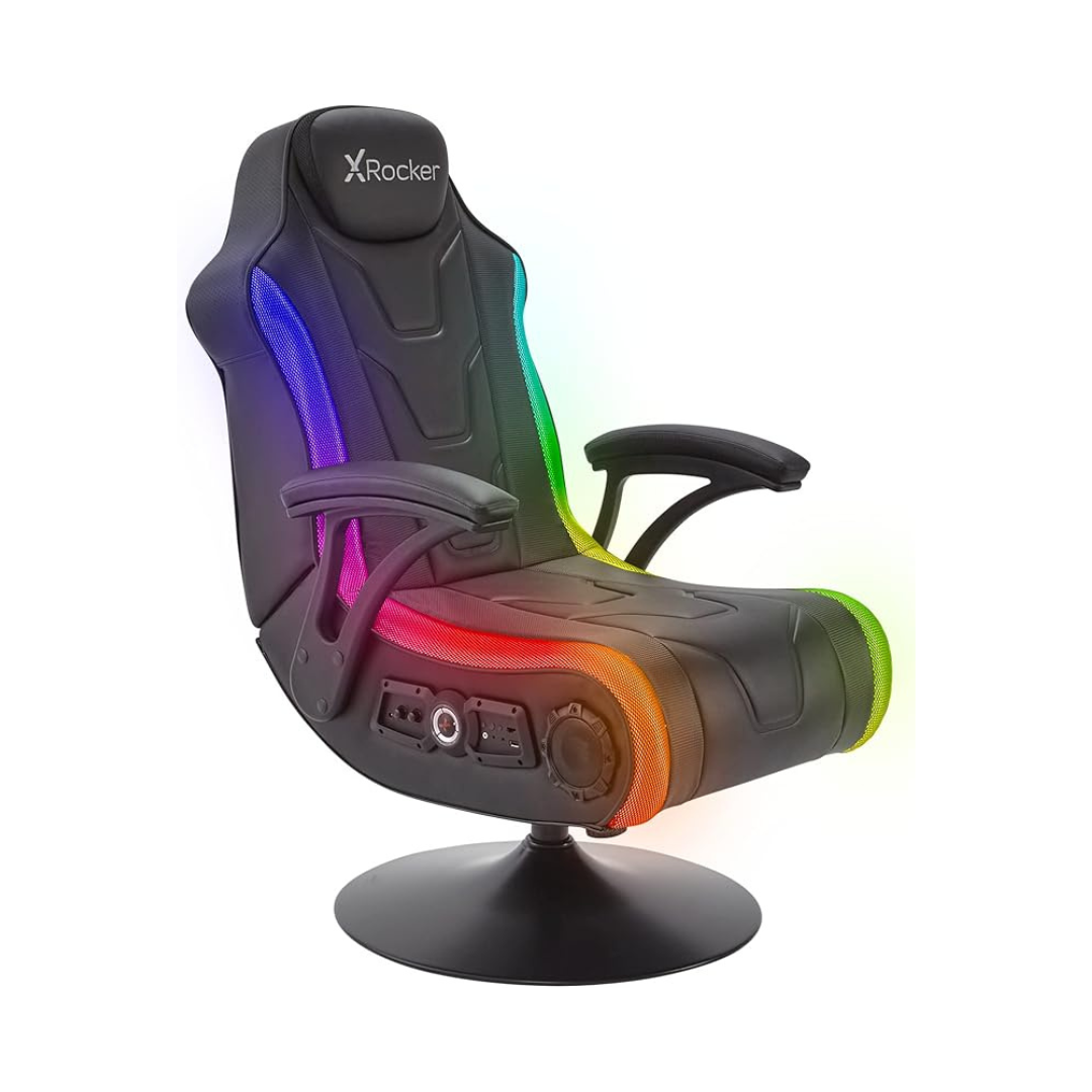 X rocker monsoon rgb 4.1 stereo audio gaming chair with vibrant led lighting