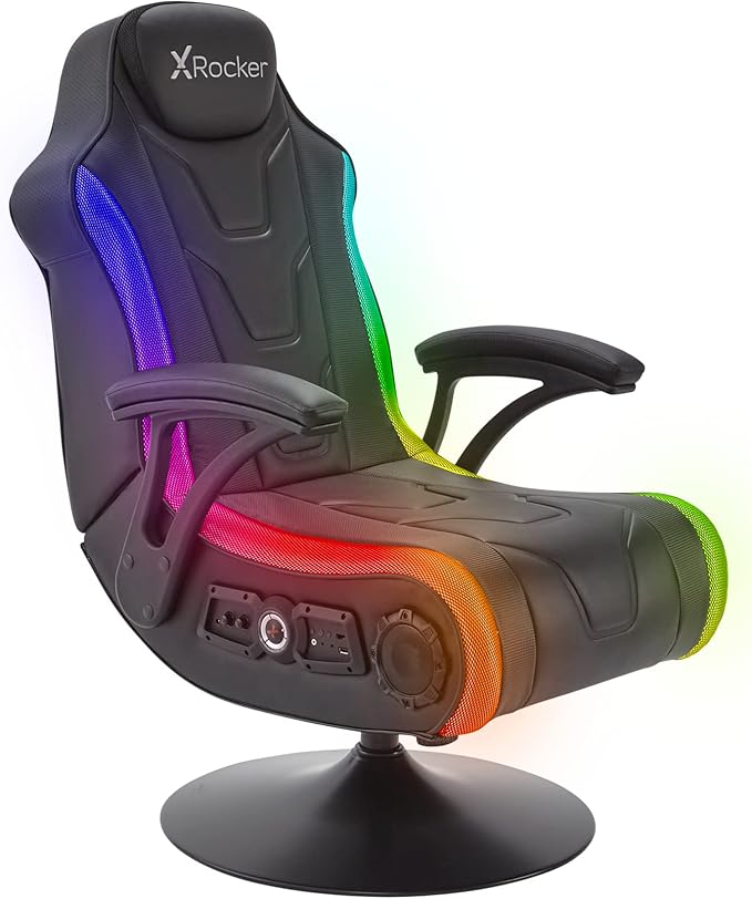 X rocker monsoon rgb 4.1 stereo audio gaming chair with vibrant led lighting