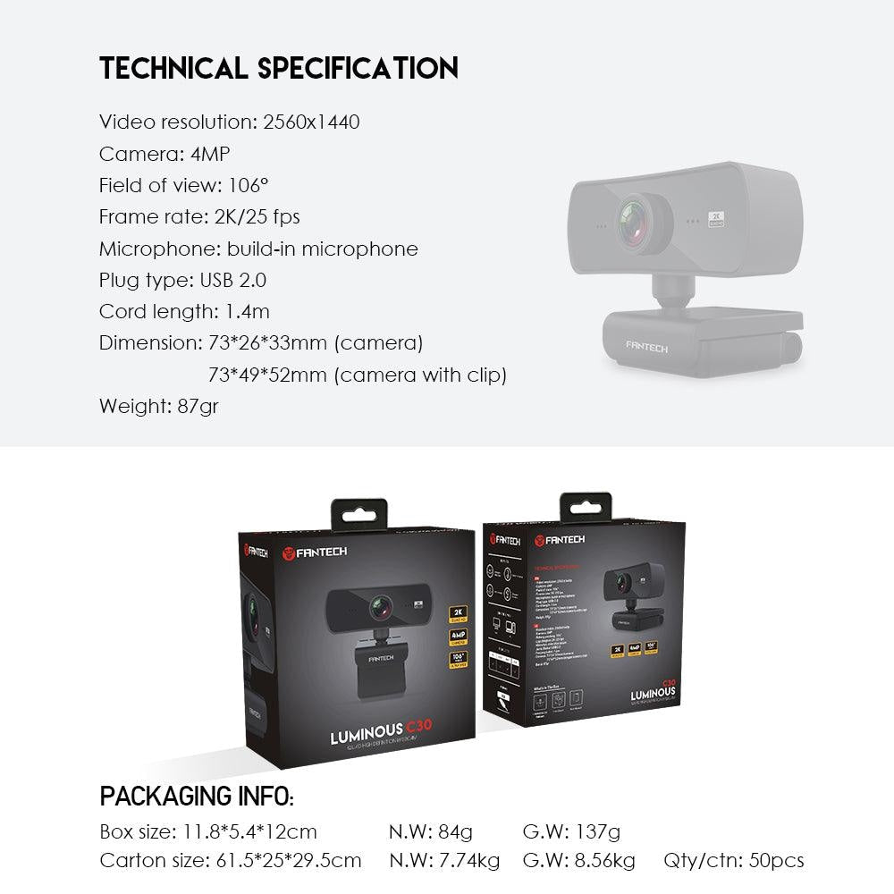 Fantech luminous c30 2k webcam JOD 20