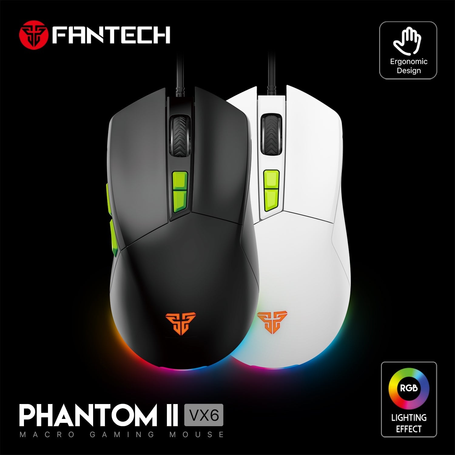Fantech Phantom II VX6 Neon Macro Gaming Mouse JOD 15