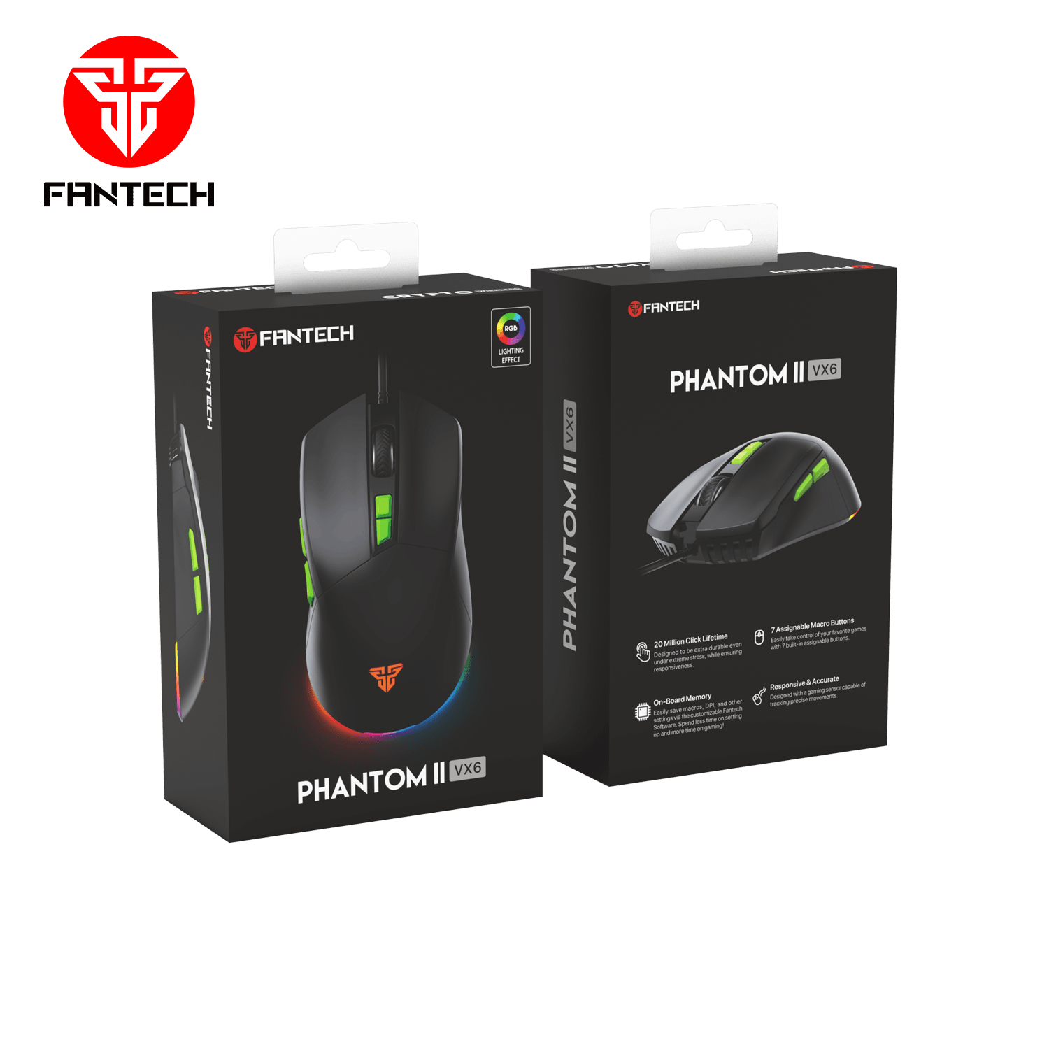 Fantech Phantom II VX6 Neon Macro Gaming Mouse JOD 15